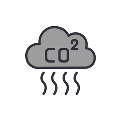 Carbon dioxide colored icons, minimalist vector illustration ,simple transparent graphic element .Isolated on white background