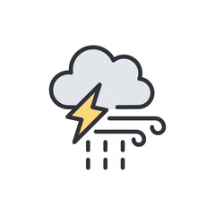 Rain storm colored icons, minimalist vector illustration ,simple transparent graphic element .Isolated on white background