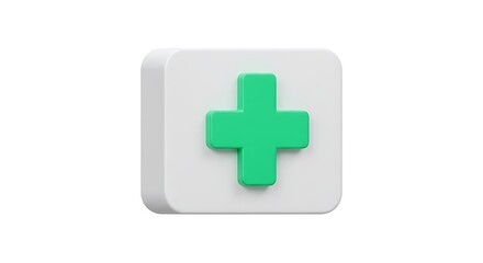 Obraz premium Green Plus Sign on White Button
