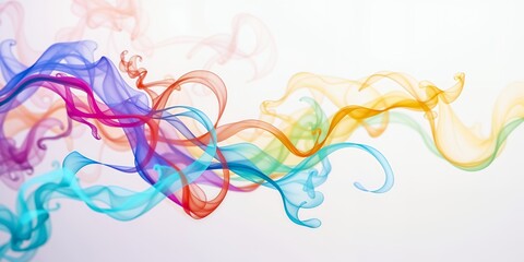 Abstract flowing lines of color gently twist and curve across a bright white canvas, a smooth