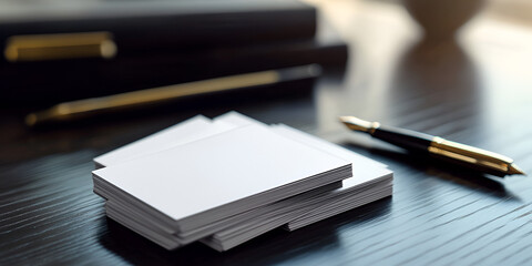 Blank Business Cards on Office Desk | Professional Stationery | Corporate Identity Concept