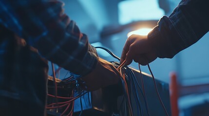 Two Individuals Working with Electrical Wires