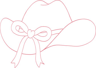 Horseshoe Girly Cowgirl Coquette Bow Valentine Outline Illustration