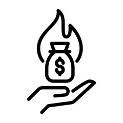 Corruption outline icon. illegal money black line illustration.