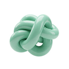 A Smooth, Turquoise 3D Knot Sculpture on transparent Background Perfect for Modern Art Decor and Visual Aesthetics