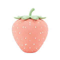 A Whimsical Pink Strawberry Figurine with Green Leaf Accent on transparent Background: A Playful Decorative Piece for Home or Office