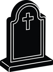 Obraz premium Headstone Silhouette Vector – Simple Black Memorial Illustration