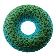 A Stunning Microscopic View of a Green-Textured Torus, Capturing the Intricate Details of Its Bumpy Surface and Vivid Color Contrast Against a transparent Background