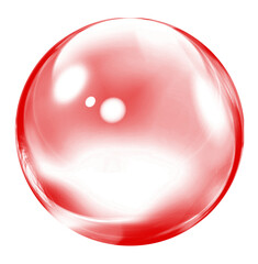 Glossy red 3D bubble isolated on white background illustration.
