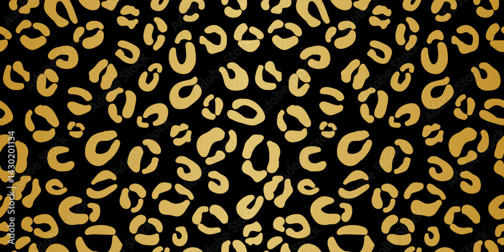 Poster Black and gold animal cheetah or leopard print gradient metallic vector pattern background design
