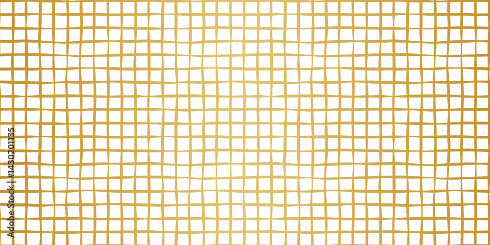 Poster Modern golden gradient distorted grid check plaid seamless vector pattern, elegant luxury retro texture background print