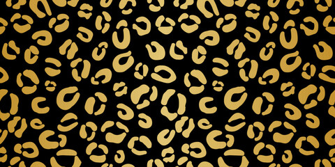 Black and gold animal cheetah or leopard print gradient metallic vector pattern background design