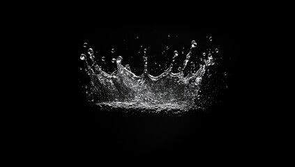 Crown-like water splash on black background