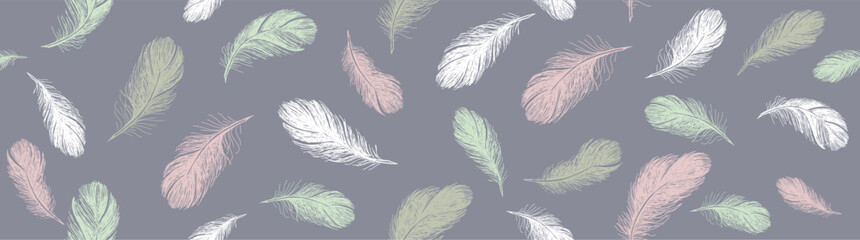 Pattern of bird feathers. Hand drawn sketch style.	
