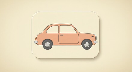 Peach Car Icon on Light Background