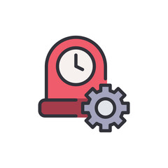 Clock repair colored icons, minimalist vector illustration ,simple transparent graphic element .Isolated on white background