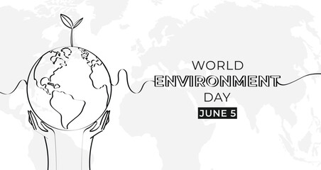 World Environment Day with hand drawn style. June 5, Vector illustration
