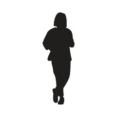 Black Silhouette of a Faceless Woman Holding a Coffee Cup in a Casual Pose