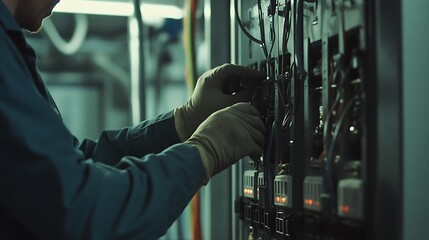 Technician Working on Electrical Panel