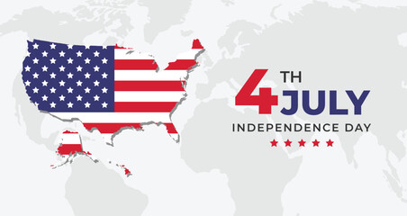 US Independence Day 4th July poster, banner with USA Map