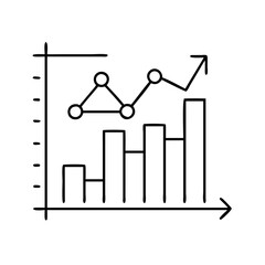 analytics graph icon, analytics graph line art - simple line art of analytics graph, perfect for analytics graph logos and icons