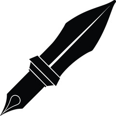 Ink Pen Silhouette Vector – Simple Black Writing Tool Illustration