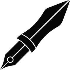 Ink Pen Silhouette Vector – Simple Black Writing Tool Illustration