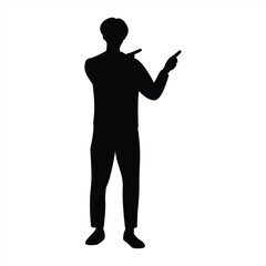Black Silhouette of a Man Pointing with Both Hands in Confident Pose