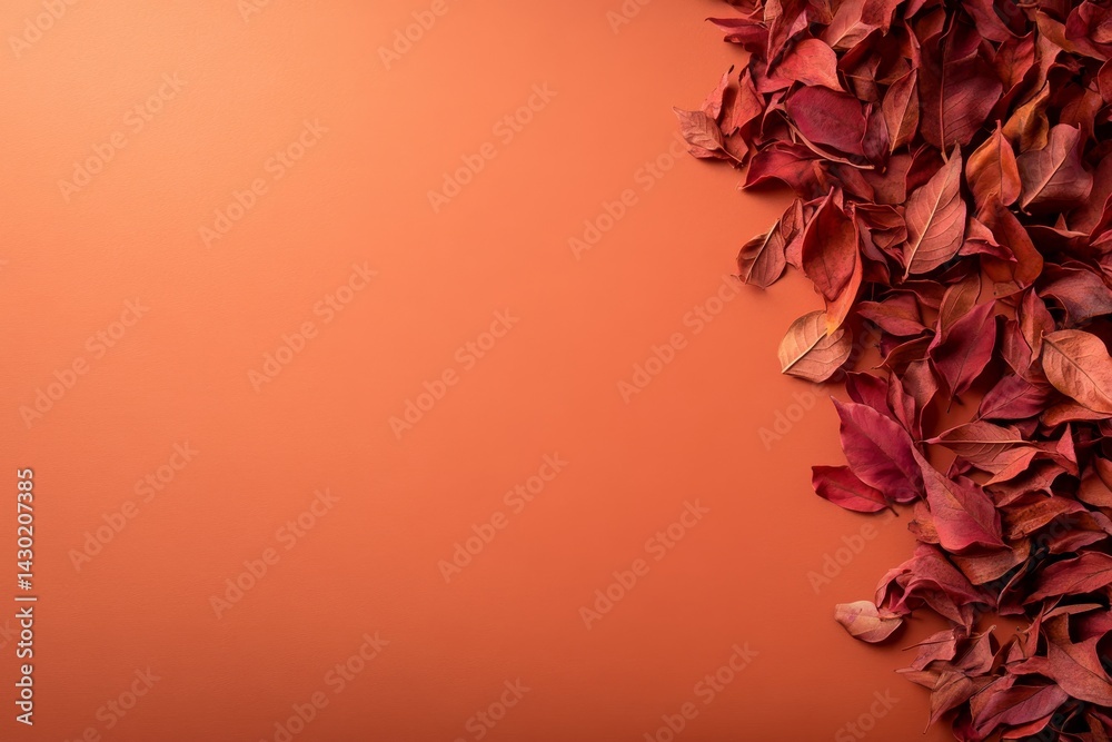 Poster bright autumn leaves scatter across a warm orange background, offering an inviting space for creativ