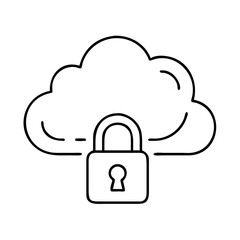 cloud security icon, cloud security line art - simple line art of cloud security, perfect for cloud security logos and icons
