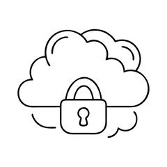 cloud security icon, cloud security line art - simple line art of cloud security, perfect for cloud security logos and icons