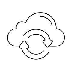 cloud sync icon, cloud sync line art - simple line art of cloud sync, perfect for cloud sync logos and icons