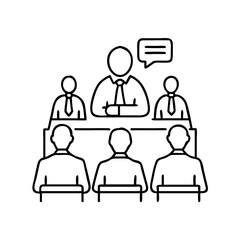 corporate meeting icon, corporate meeting line art - simple line art of corporate meeting, perfect for corporate meeting logos and icons