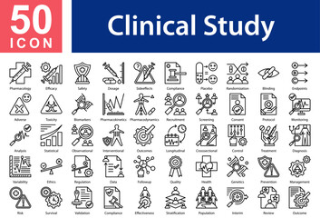 Clinical Study Icon Collection and Symple Concept Black Outline