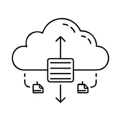 data cloud icon, data cloud line art - simple line art of data cloud, perfect for data cloud logos and icons