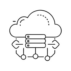 data cloud icon, data cloud line art - simple line art of data cloud, perfect for data cloud logos and icons