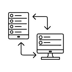 data transfer icon, data transfer line art - simple line art of data transfer, perfect for data transfer logos and icons
