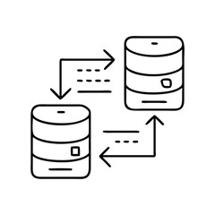 data transfer icon, data transfer line art - simple line art of data transfer, perfect for data transfer logos and icons