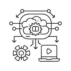 digital transformation icon, digital transformation line art - simple line art of digital transformation, perfect for digital transformation logos and icons