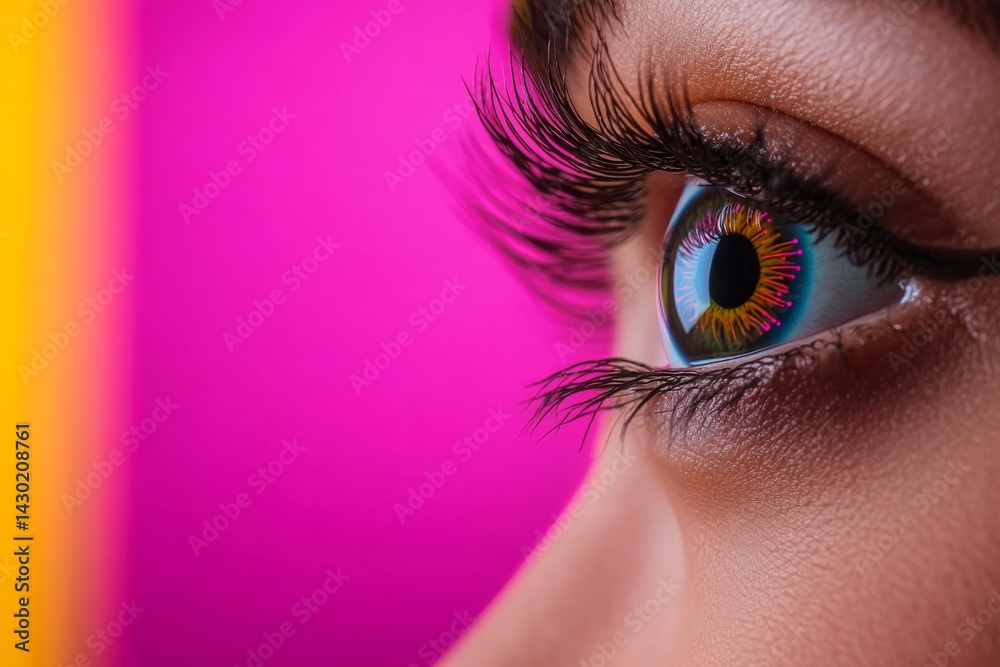Fototapete an intricate eye design merges natural and technological elements, showcasing vibrant colors and det