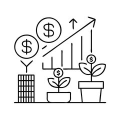 financial growth icon, financial growth line art - simple line art of financial growth, perfect for financial growth logos and icons