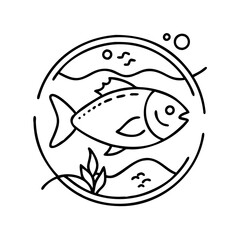 fish marine conservation icon, fish marine conservation line art - simple line art of fish marine conservation, perfect for fish marine conservation logos and icons