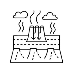 geothermal energy icon, geothermal energy line art - simple line art of geothermal energy, perfect for geothermal energy logos and icons