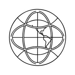 green globe icon, green globe line art - simple line art of green globe, perfect for green globe logos and icons