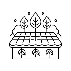 green roof icon, green roof line art - simple line art of green roof, perfect for green roof logos and icons