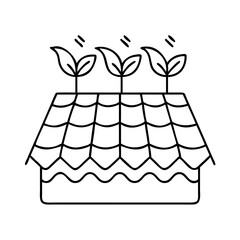 green roof icon, green roof line art - simple line art of green roof, perfect for green roof logos and icons