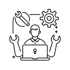 it support icon, it support line art - simple line art of it support, perfect for it support logos and icons