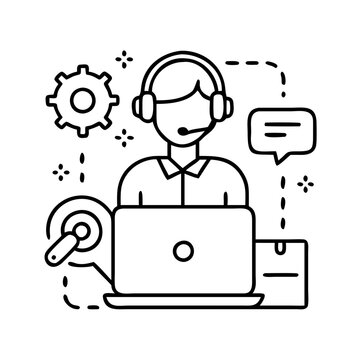 it support icon, it support line art - simple line art of it support, perfect for it support logos and icons