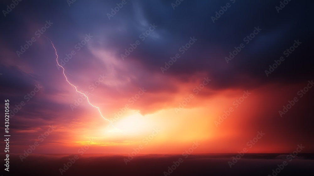 Aufkleber a thunderstorm rages as lightning illuminates dark swirling clouds, creating a captivating contrast 