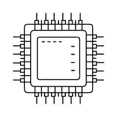 processor chip cpu icon, processor chip cpu line art - simple line art of processor chip cpu, perfect for processor chip cpu logos and icons